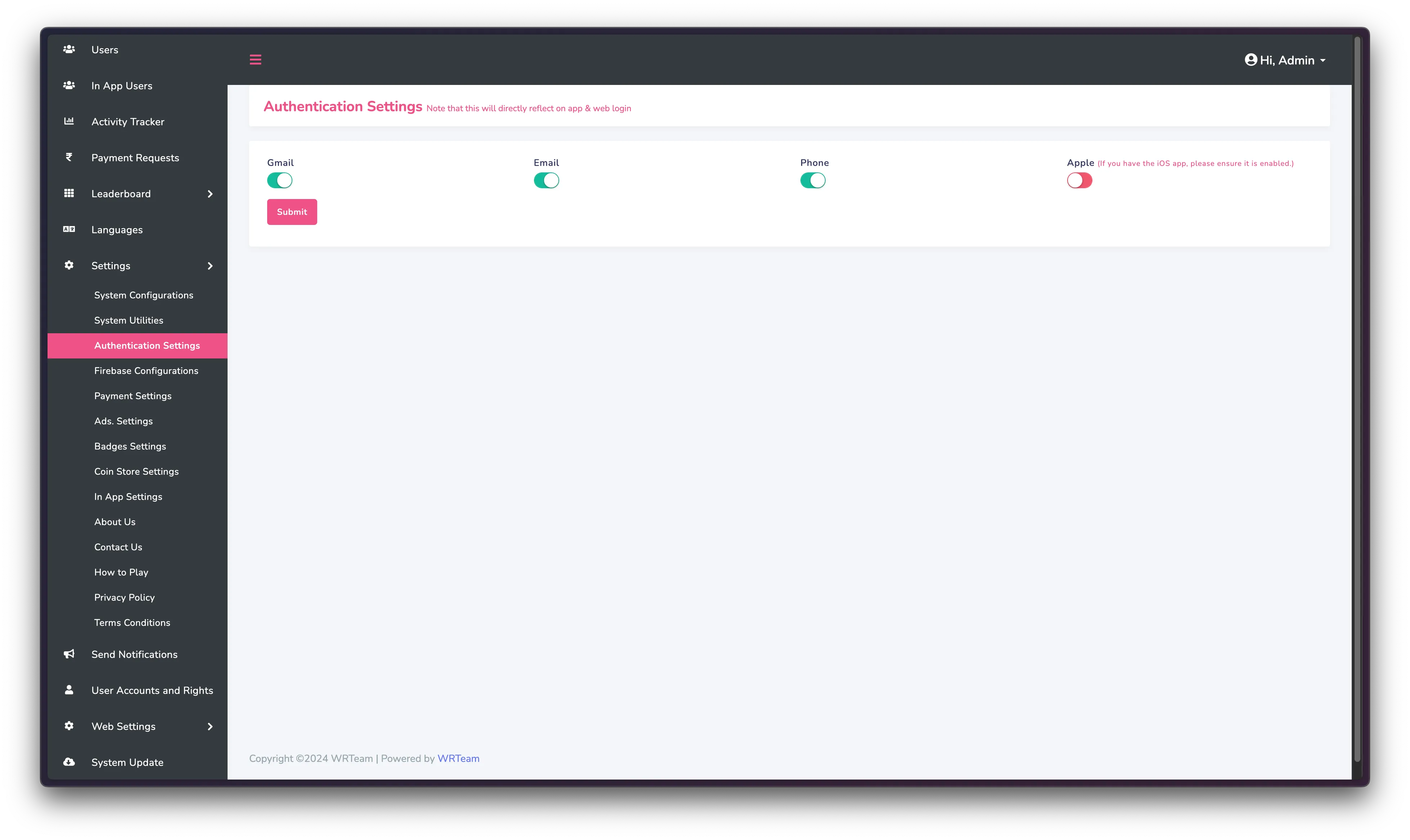 Authentication Settings